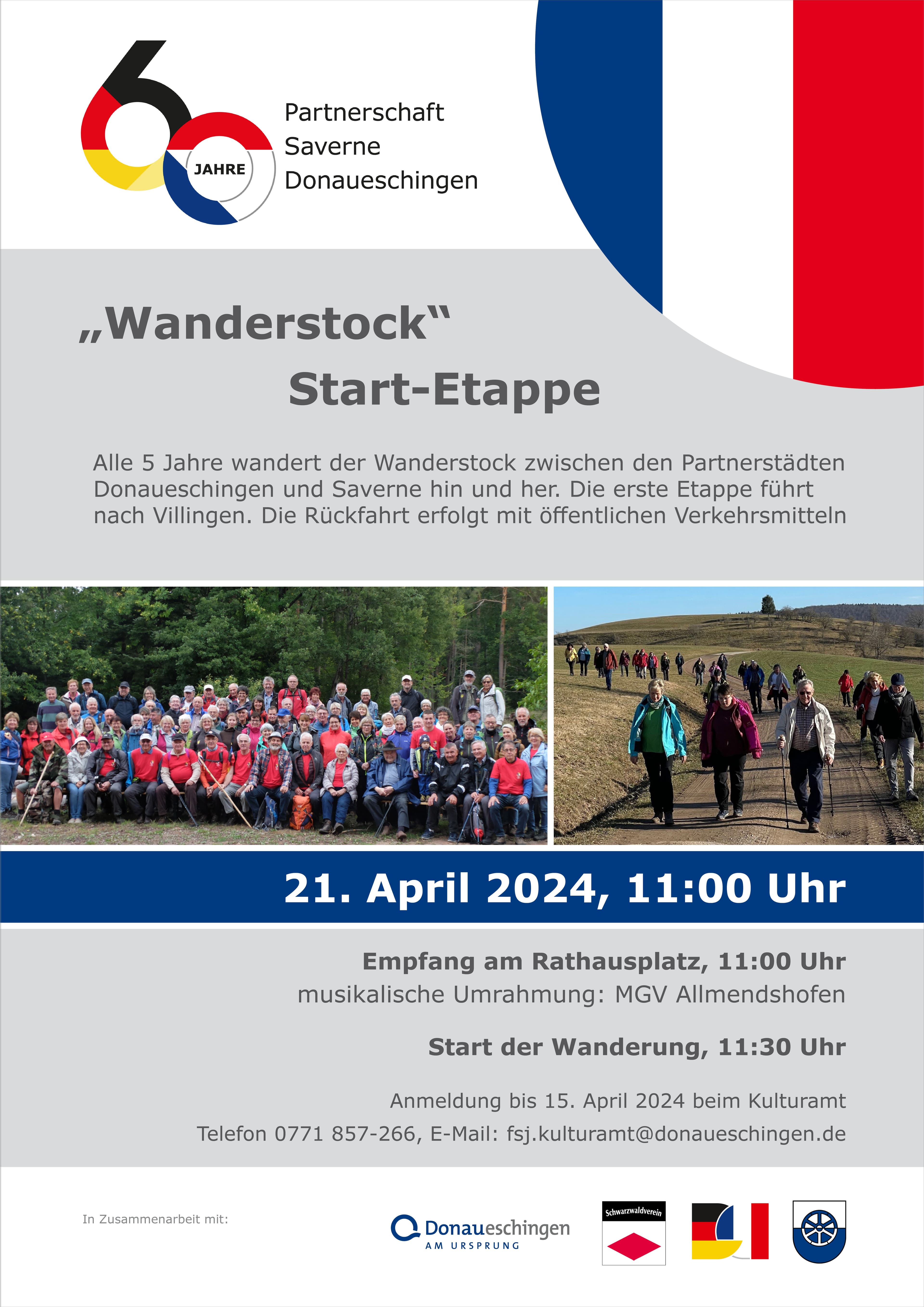Feierliches Wanderevent zum 60. Jubiläum der Saverne-Donaueschingen Route