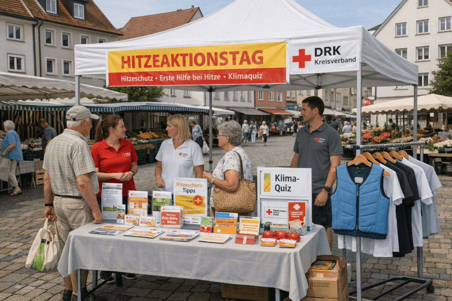 Hitzeschutz auf dem Wochenmarkt