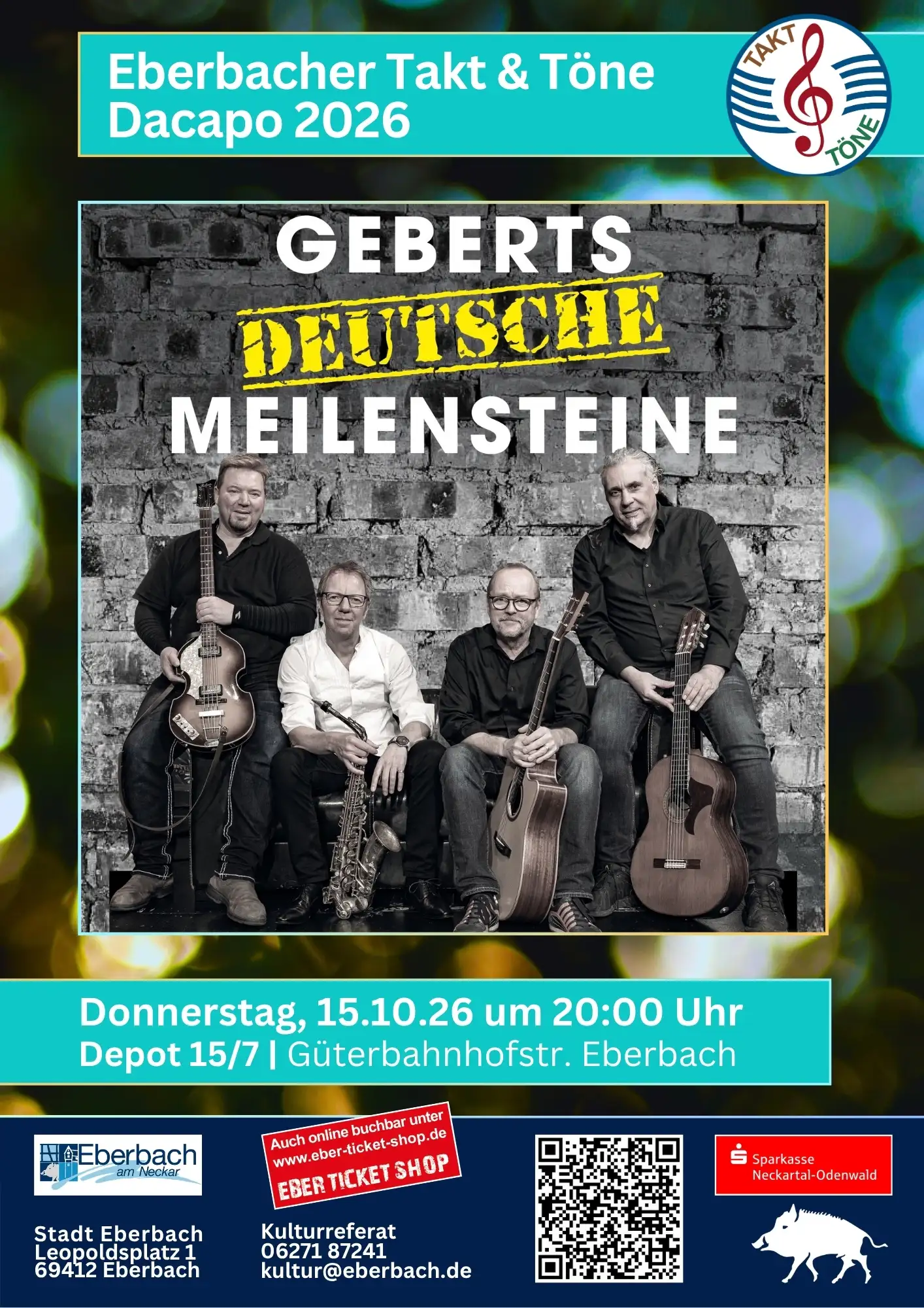 Plakat zu „Geberts Deutsche Meilensteine“ im Rahmen der Konzertreihe Takt & Töne.