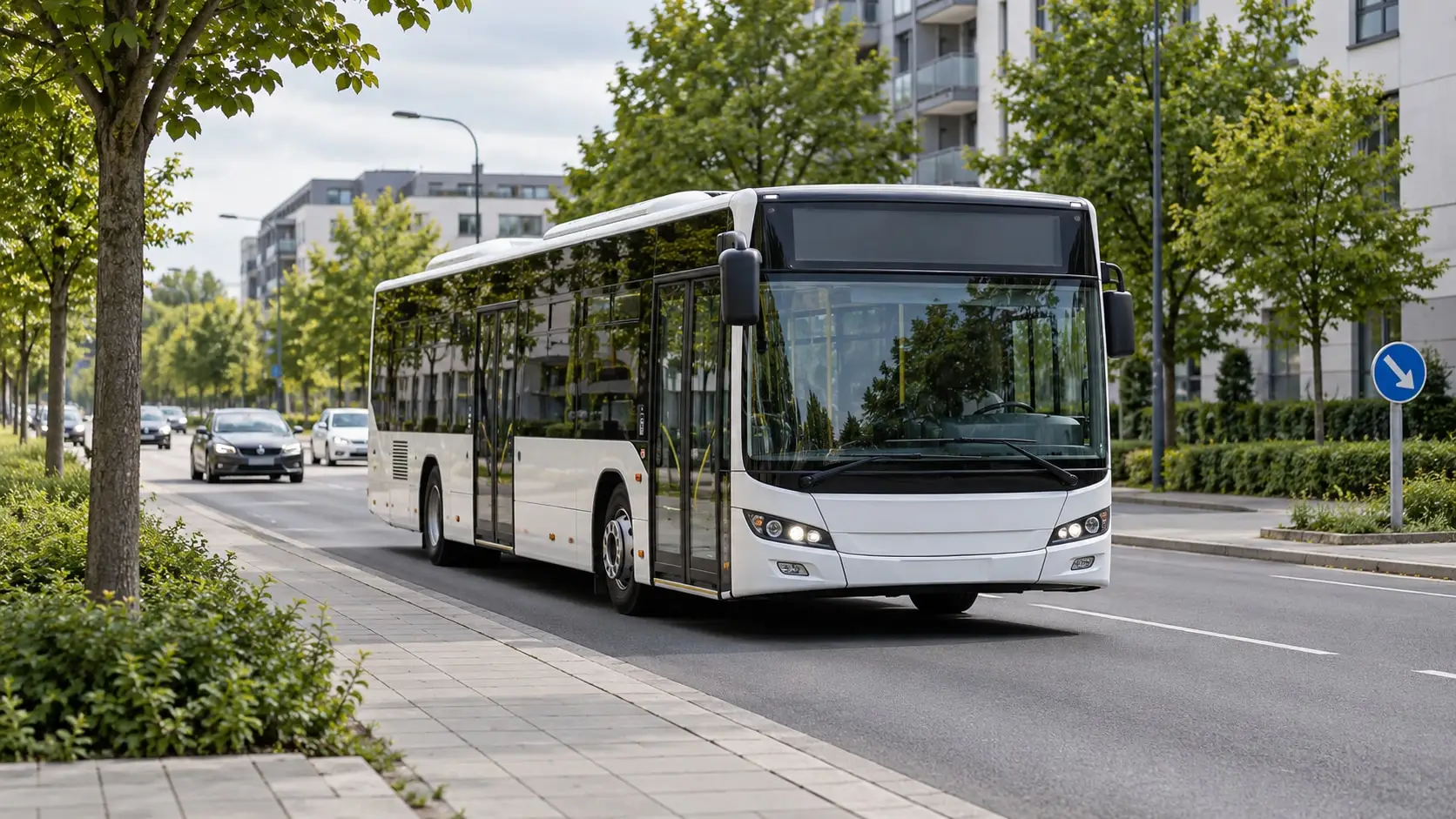 Linienbus im Stadtverkehr an einem nicht identifizierbaren Ort.