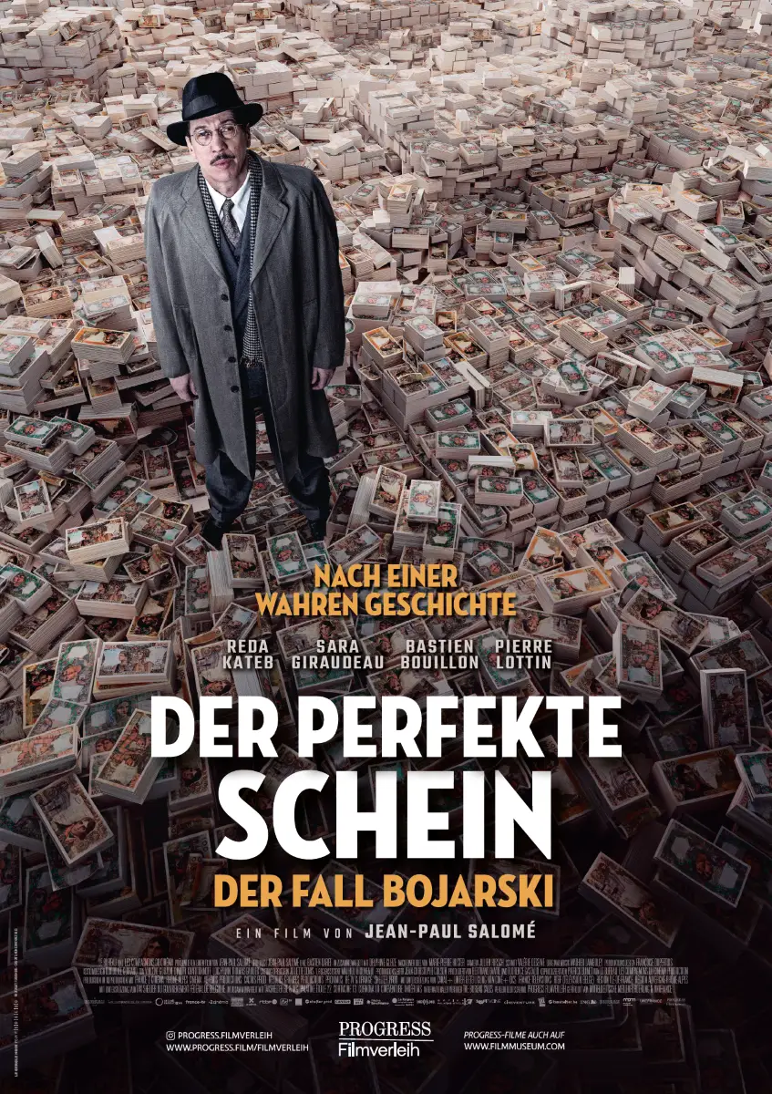 Plakatmotiv für das Kommunale Kino mit dem Filmtitel „Der perfekte Schein – Der Fall Bojarski“ (PROGRESS).